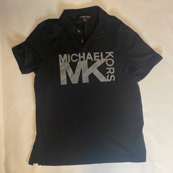 Mk Michael kors short sleeve polo collard black and gray tee shirt size small - Picture 1 of 8